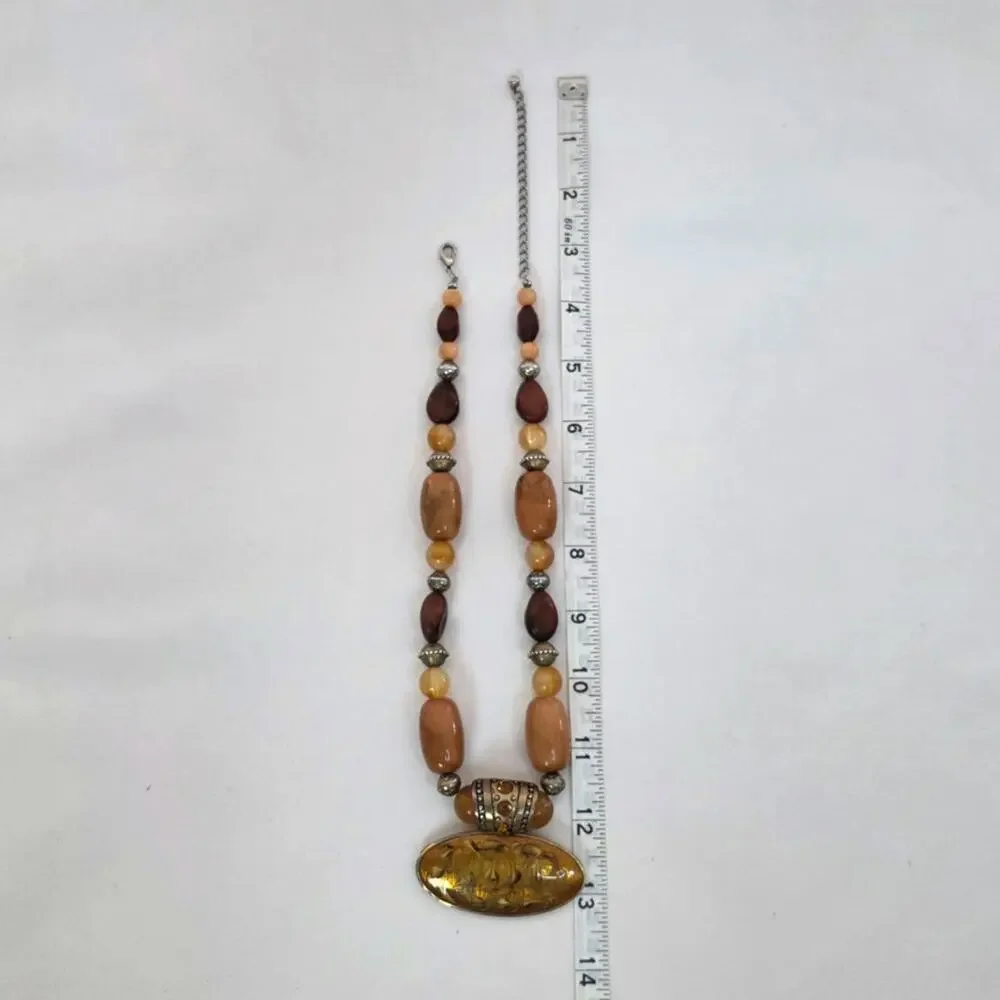 Ethnic-Inspired Earthy Tones Statement Necklace - Picture 3 of 5
